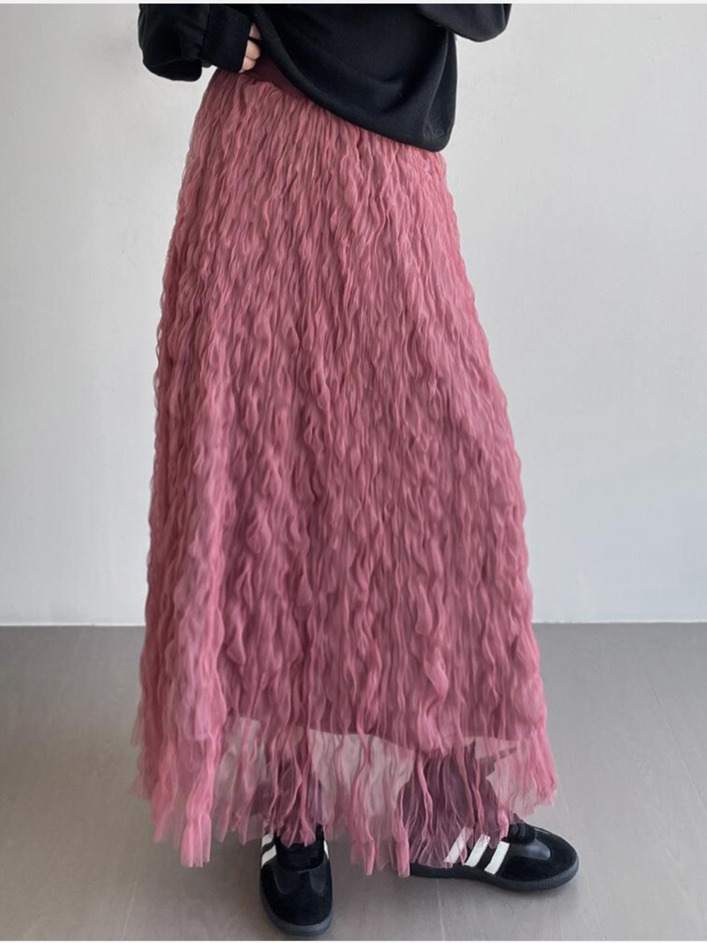 ShopEvelynne Dusty Rose Crinkled Maxi Skirt